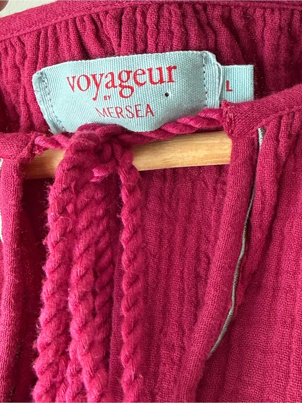 Voyageur by Mersea Palermo Cotton Embroidered Blouse Berry/Light Gray Size Large - Picture 4 of 12